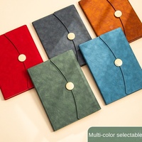 Boîte-cadeau de carnet de notes A5 à boutons avec logo personnalisé Journal en cuir à couverture rigide simple Reliure thermique Enregistrement de réunion d'affaires 100 feuilles