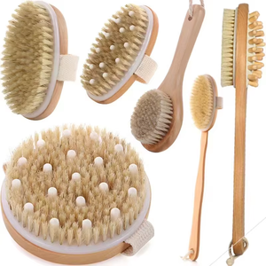 <span class=keywords><strong>Cepillo</strong></span> Corporal de Madera Natural Redondo de Lujo para Baño, Húmedo/Seco, para Limpieza y Exfoliación, con Cerdas de Jabalí, para <span class=keywords><strong>Ducha</strong></span> - Product Image 1