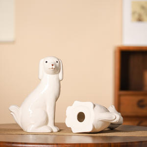 Jingdezhen-Ornements de <span class=keywords><strong>chien</strong></span> en céramique blanche éco-responsable Pop Art Sculpture bijoux pour décoration intérieure Art déco design de table durable - Product Image 4