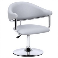 Chaise de bar JOHOOFURNITURE, gris clair, revêtement en cuir PU, accoudoirs réglables, hauteur de comptoir, fabrication chinoise, barhocker, pub