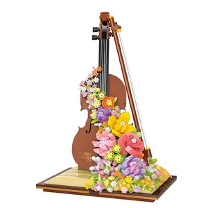 Assembled Flower Violin Pianos Creative Decoration MOC Figures Mini Building Blocks For Children DIY Toys Gifts 21194 21228