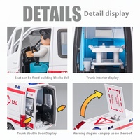 Coche de Juguete de Metal Fundido a Presión con Sonido de Ambulancia, Luces y Puertas que se Abren, Batería de Litio 110V, Regalo Unisex para Niños