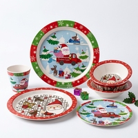 Assiette de Noël en mélamine ronde pour dessert et collation, vaisselle de fête à motif de dessin animé pour enfants