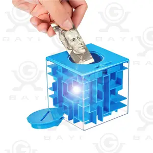 Grands boîtiers à monnaie labyrinthe en plastique 3D pour enfant, Cubes magiques, Puzzle, jouets éducatifs, cadeau pour les petits