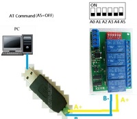 Relais de temporisation multifonction 12V 4 canaux Bus RS485 MODBUS et commande par commande AT, interrupteur de commande à distance CE040 Chine