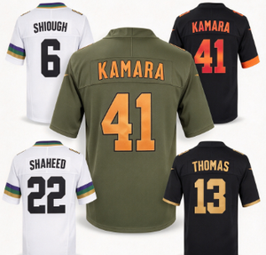 Camiseta de Fútbol Americano de los New Orleans Saints para Hombre # 6 Shough # 41 Kamara # 22 Shaheed # 13 Camisetas de Fútbol Americano Cosidas de Thomas Salute - Product Image 1