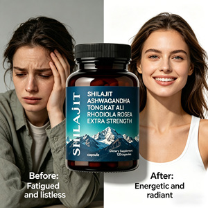 Cápsulas OEM Premium Extra Strength de Shilajit, Ashwagandha, Tongkat Ali y Rhodiola Rosea, Mezcla Herbal Natural, <span class=keywords><strong>Adaptógeno</strong></span> Energético e Inmunitario - Product Image 5