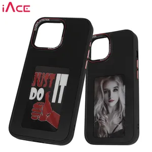 IAce casing ponsel desainer nfc layar telepon mode mewah tampilan layar tinta e nfc untuk Apple iPhone 15 Pro Max