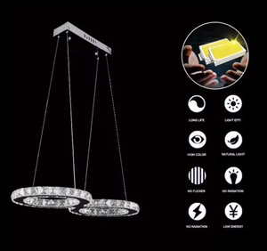 Zeal Lighting Modern LED Crystal Chandelier 6 Ring Black Pendant Light 6 Anillos Lámpara Glass Shell Lighting - Product Image 5