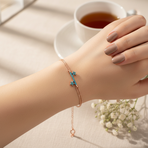 สร้อยข้อมือดีไซน์สวยงามรูปดาว,สร้อยข้อมือเงินสเตอร์ลิงสร้อยข้อมือหินเทอร์ควอยซ์นาโนสร้อยข้อมือตุรกีงานฝีมือ - Product Image 3