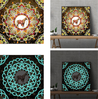 Peinture murale en résine de diamant 5D luminescente de nuit, 100% diamant, mandala religieux, broderie florale, impression sur toile, mosaïque, décoration intérieure, personnalisée
