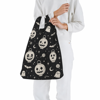 Sac fourre-tout pliable moyen en nylon/polyester ripstop écologique personnalisable avec bandoulière, logo personnalisé
