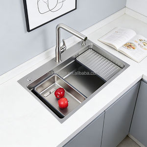 Fregadero de Cocina Moderno de Acero Inoxidable 304, Hecho a Mano, Grande, de 75*48cm, de una Sola Tina, con Diseño Multifuncional de 3 Orificios, un Juego - Product Image 1