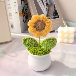 <span class=keywords><strong>Fleurs</strong></span> artificielles tissées à la main pour le bureau, en pot, motif tournesol, idéales comme cadeau - Product Image 5