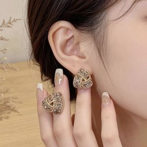 Diamond Encrusted Triangular Alloy Stud Earrings For Women Geometric Micro Insert Fashion Jewelry Zinc Alloy Ear Posts - Product Image 1
