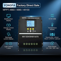 YONGFA Régulateurs solaires PV 60A/80A/100A Contrôleur de charge solaire 12V/24V/36V/48V avec chargeur solaire USB haute efficacité