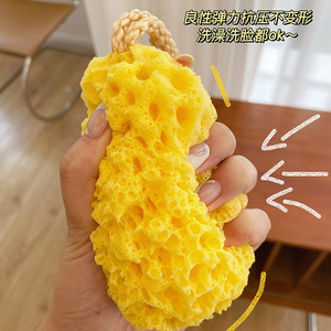 Cheese Yellow Bath Ball Oval Sponge For Women And Children Lathers Well Soft Scrubbing - Product Image 3