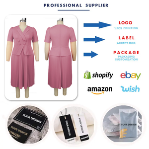 AM040922 Vestidos de Trabajo Modernos para Mujer, Traje Casual con Cuello de Solapa, Manga Corta, Doble Botonadura, Vestido Plisado, Formal de Negocios para Oficina - Product Image 3