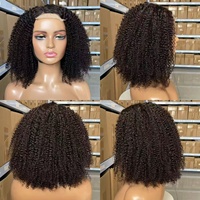 Peluca Bob Corta 12A, Cabello Humano Afro Rizado, Peluca Frontal Rizada, Cabello Remy, Peluca Bob Afro Kinky con Encaje Frontal Transparente