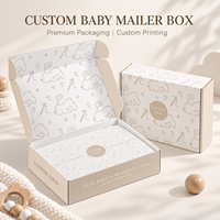 Boîte d'expédition personnalisée en carton recyclable avec motifs graphiques minimalistes pour bébés et parois latérales protectrices pour coffrets cadeaux