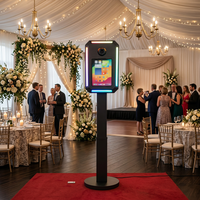 Kiosque photo iPad personnalisé à hauteur réglable avec éclairage LED et support verrouillable pour mariages, événements et fêtes