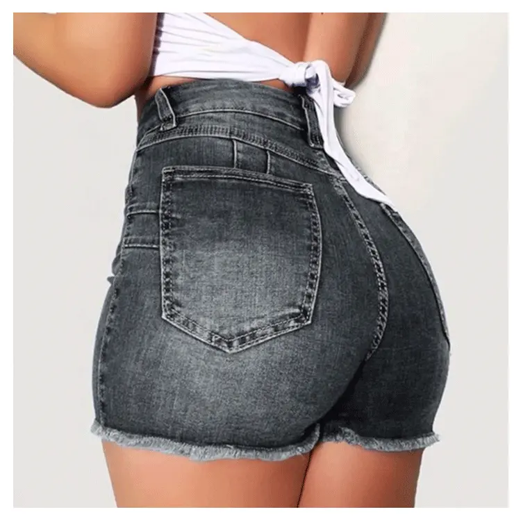 קיץ רוכסן זבוב סקסי נשים מקרית קרע ג'ינס ג'ינס קצר לנשים