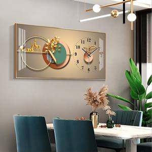 Moderno lujo diamante reloj pared arte abstracto lienzo cristal porcelana marcos luz paisaje Animal imagen lámpara pinturas - Product Image 4