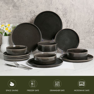 <span class=keywords><strong>Service</strong></span> de <span class=keywords><strong>vaisselle</strong></span> en céramique en grès 12 pièces <span class=keywords><strong>Service</strong></span> de <span class=keywords><strong>vaisselle</strong></span> <span class=keywords><strong>noir</strong></span> avec assiettes et bols - Product Image 4