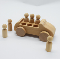 Juguete de empuje para bebé, manualidades de madera, muñecos de clavija, coche, juguete educativo hecho a mano, coche de juguete educativo decorativo