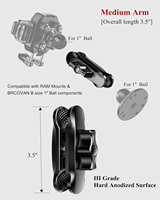 Kewig Anti-vol 9cm Alliage d'aluminium Double clip d'insertion Bras compatible avec support à boule de 1 pouce Accessoires de moto