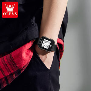 OLEVS 1105 all'ingrosso della fabbrica Multi-funzionale cronografo quadrato orologio di moda giovanile sport uomo studente orologio digitale - Product Image 4