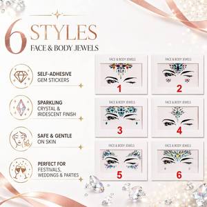 <span class=keywords><strong>Gioielli</strong></span> per il Viso, Adesivi con Strass Autoadesivi, Cristalli per la Fronte, Adesivi per Trucco Corpo per Feste e Festival - Product Image 6