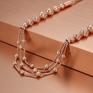 Collier en argent 925 plaqué or rose, élégant, double rangée de perles, bijoux pour femme, collier de mariée, collier de fête pour elle, pour les filles - Product Image 3