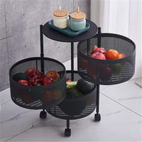 Étagère de rangement de cuisine multi-niveaux 3/4/5 couches, chariot de rangement rotatif pour légumes avec roulettes