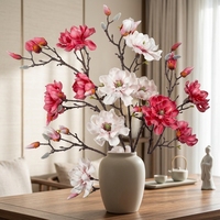 Grande fleur de magnolia artificielle, fausse fleur, nouveau style chinois, décoration de salon, table à manger, mariage, faux magnolia