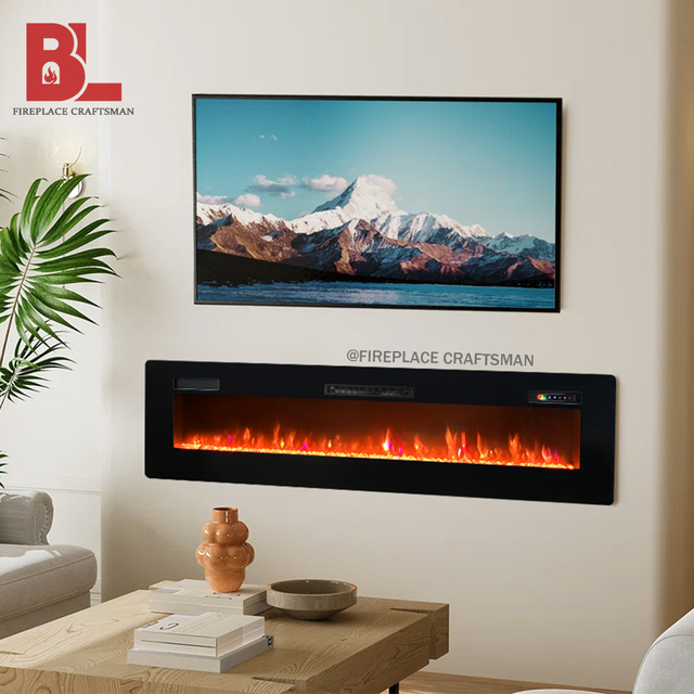 Smart Decorative 3d Led Built-in Electric Fireplace Remote Control Recessed Wall Mounted Fireplace Insert 60 Inch