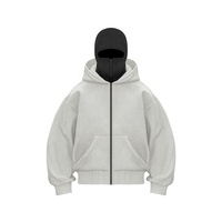 Sweat à capuche balaclava zippé intégral épais pour homme, avec masque facial intégré, 360 GSM 500 GSM, coupe oversize, pour le sport