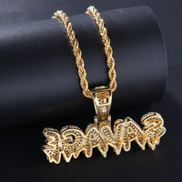 Collier hip-hop légèrement incrusté de zircon, accessoire de personnalité tendance pour rappeurs, pendentif très prisé