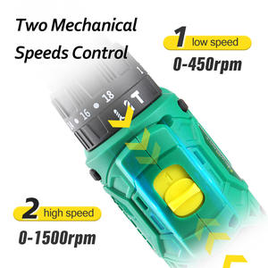 مثقاب لاسلكي متغير السرعة 21 فولت 3 في 1 بعزم دوران عالي بدون فرش مع مصدر طاقة بطارية قطر أقصى حفر 30 صى - Product Image 2