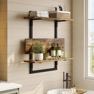 Étagères flottantes pour mur, étagères de cuisine de 24 pouces fixées au mur, étagère de bar à café à <span class=keywords><strong>3</strong></span> niveaux avec supports pliables, - Product Image 3