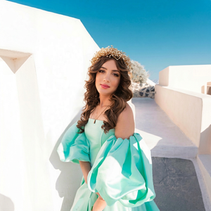 Elegant <b>Mint</b> Green Satin Luxury Flying <b>Dress</b> Shoulder Sleeveless High Slit Flowing Natural Waist Maxi Gown Womens Evening Wear - Product Image 1