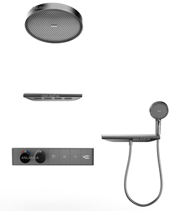 2025 <strong>Round</strong> 3 Ways Wall Mounted Temperature Control Display <strong>Bath</strong> Rainfall Shower <strong>Faucet</strong> Shower System Set with Waterfall Spout