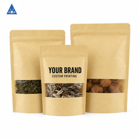 Sachet Doypack en gros avec fenêtre transparente, fermeture éclair refermable, qualité alimentaire, impression personnalisée pour l'emballage de thé, noix et snacks