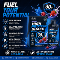 Shake liquide protéiné prêt à boire, marque privée, saveur fruits rouges mélangés, compatible Keto, sans sucres ajoutés, OEM ODM