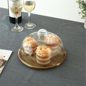 OFERTA ESPECIAL: Campana de <span class=keywords><strong>Cristal</strong></span> Transparente con Bandeja de Madera de Acacia, Campana de <span class=keywords><strong>Cristal</strong></span> para Queso de 9 Pulgadas, Soporte para Pasteles - Product Image 3