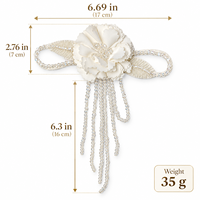 Applique de fleur 3D perlée blanche faite à la main avec pompon, embellissement pour robe Qipao, patch décoratif pour couture DIY de mariée, garniture et accent