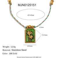 Colliers d'été en acier inoxydable plaqué or 18 carats avec chaîne de corde de mode colliers pendentifs carrés en cocotier