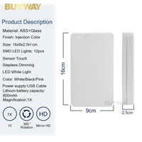Mini miroir cosmétique pliable à LED avec rotation à 360 degrés, rechargeable par USB, ensemble de pinceaux de maquillage de voyage pour femmes