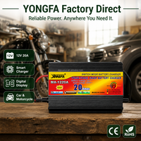 Chargeur de batterie intelligent 12V 20A en alliage d'aluminium avec affichage numérique pour voiture, moto, batterie au plomb-acide