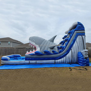Tobogán Acuático <span class=keywords><strong>Gigante</strong></span> de 18 Pies con Forma de Mandíbula de Tiburón Inflable con Piscina - Product Image 3